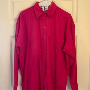 Vintage Bogner Woman’s size 8/38 fuschia button-down brushed cotton shirt.